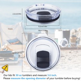3 Pack 30 oz Tumbler Lid, Magnetic Slider Replacement Lids for YETI 30/32 oz, 14 oz Mug and 35/42 oz Straw Mug, Ozark Trail Old Style Tumbler, Travel Spill-Proof Cup Lids Covers, BPA Free