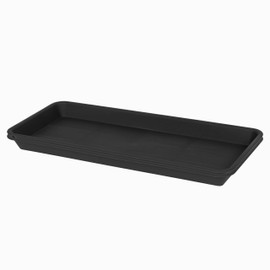 VUWEZ 2 Pack of Plastic Plant Tray Saucer Rectangular 17 18 inch, Plant Trays Saucers for Indoors Outdoor, Plant Water Drip Tray for Flower Pot Planter, Windowsill Plant Tray (7.8 X 17.5'', Black)