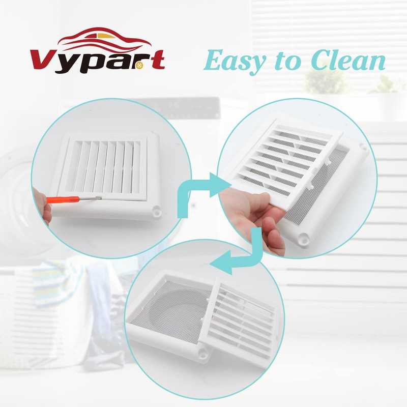 4" Louvered Dryer Vent Cover by Vypart - Exterior Wall