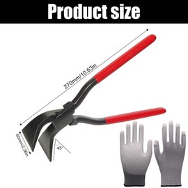 Folding Pliers 45°, Folding Pliers Jaw Width 60 mm, Bending Pliers Folding Pliers with Non-Slip Handle and Gloves, Folding Pliers Sheet Metal Pliers, Sheet Metal Bending Pliers for Roofers, Plumbers,