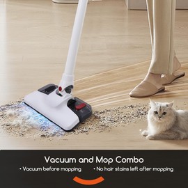 REECOO Lightweight Stick Vacuum Cleaner, Unique Vacuum and Mop Combo - 3 Dust Filters/Microfiber Pads,Corded Stick Vacuums & Electric Brooms - 400W 12Kpa Suction for Kitchen, Bedroom, Living Room