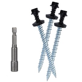 Metal Roofing Screws 10 x 2-1/2 inch, Black Hex Head Sheet Metal Roof Screw with EPDM Washer for Corrugated Roofing (250Pcs)