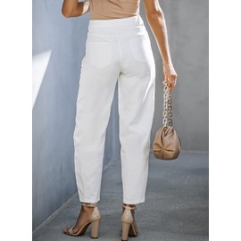 EVALESS Cargo Jeans for Women Casual Baggy High Rise Straight Leg Boyfriend Pants Y2K Trousers Streetwear Pant with Pockets White 16