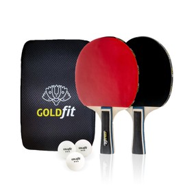 Goldfit Table Tennis Bat Professional Table Tennis Set with Protective Cover and 3 Balls Professional Quality for All Playing Levels