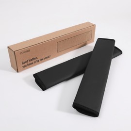 POKSRI Set of 2 Seat Belt Covers, Faux Leather Shoulder Pad for Car, Enhances Driving Comfort, Prevents Shoulder Strain, Driver Accessory, Black