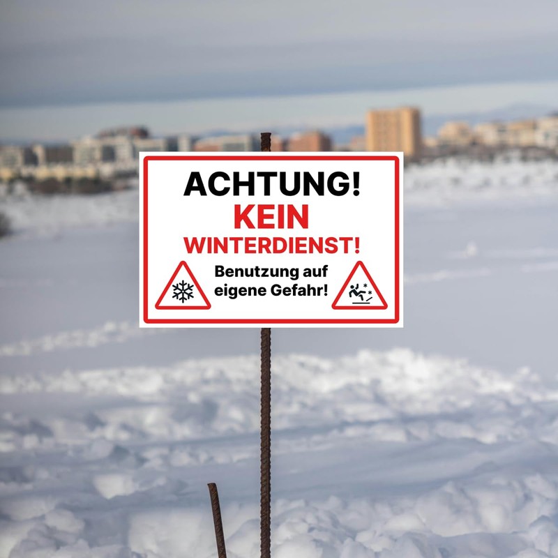 Achtung Kein Winterdienst Sign 20 x 30 cm Weatherproof Aluminium