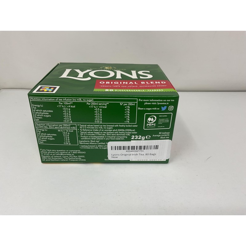 Lyons Original Irish Tea. 80 Bags