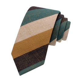 LJBFNN Ties for Men, Striped Mens Tie Cotton Skinny Tie for Men Formal Neckties for Wedding/Business/Casual (Khaki Grey)