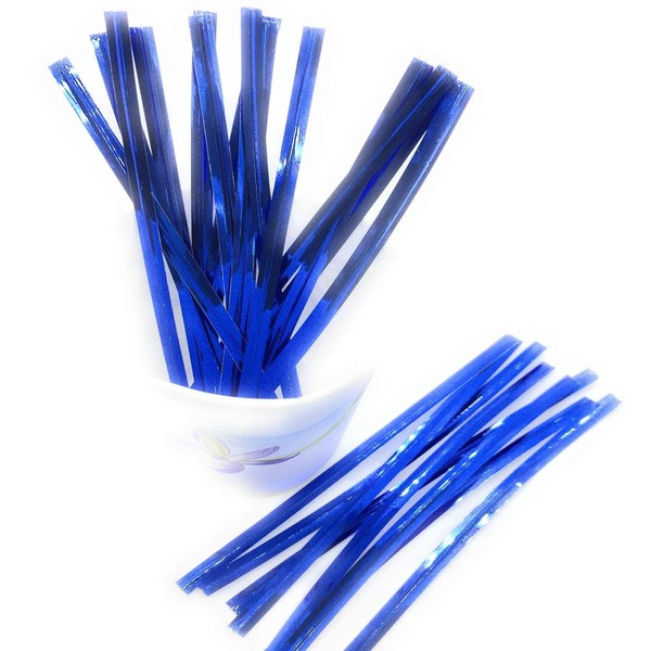 Weststone 1000pcs 4" Blue Metallic Twist Ties foil Twist Ties for Cello Bags Treat Bags in Birthday Party Wedding Party