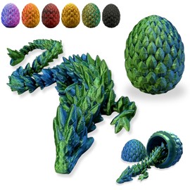 Articulated 3D Printed Dragon Toy 12 Inch Flexible, Dual Color Fidget Dragon for Desk Decor, Gifts & Collectors – Fantasy Dragon Movable Joints Made in America USA (Green Blue)