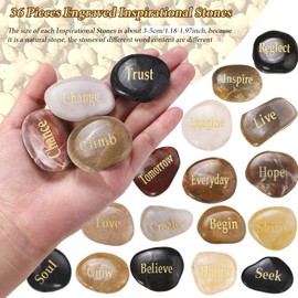 Coume 36 Pcs Inspirational Stones Different Word Encouragement Stones Engraved Stone Engraved Rocks Faith Stones Prayer Stones Encouragement Rocks Christmas Thanksgiving Gift for Friend Family Garden