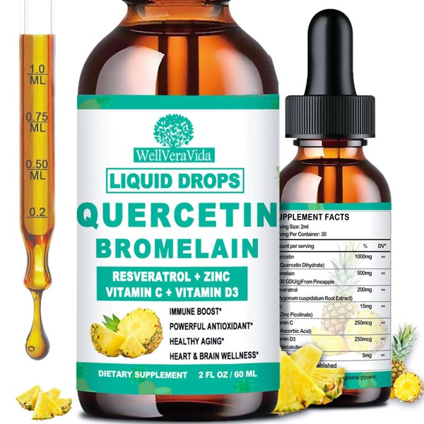 Quercetin with Bromelain Liquid Drops, 4X Stronger Than Capsules &