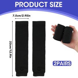 Ownkim 2 Pairs of Long Arm Warmers, Half Fingerless Gloves, Thermal Knitted Fingerless Gloves for Men and Women, Warm Winter Gloves with Thumb Hole and Stretchy Design, black