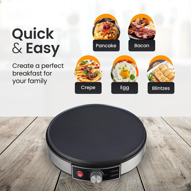 Morning Star 12-Inch Electric Crepe Maker with Nonstick Cooktop |