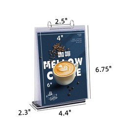 Acrylic Sign Holder,Table Card Multi-Page Flip Display 6 Pages-12 Sides,T Shape Double-Sided Desktop Display Holder,Perfect for Restaurants,Wedding,Office,Photo Frames,Store,Promotions (Vertical-4x6")