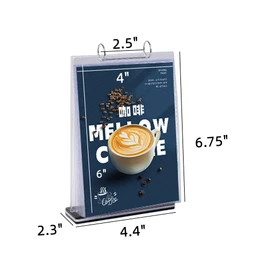 Acrylic Sign Holder,Table Card Multi-Page Flip Display 6 Pages-12 Sides,T Shape Double-Sided Desktop Display Holder,Perfect for Restaurants,Wedding,Office,Photo Frames,Store,Promotions (Vertical-4x6")