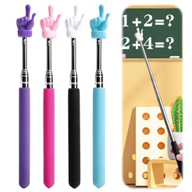 Jemey 4 Stück Zeigestab Ausziehbar, Edelstahl Kinder Ausziehbarer Lehrzeigerstab für Klassenzimmer, Kindergarten und Schule, Bunte Fingerform Zeigestock für Klassenzimmer Persönliche Interaktion