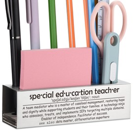 CINRLLA Special Education Teacher Appreciation Gifts, Special Education Teacher Definition Pen Holder for Desk, Pen Holder with Sticky Notes Holder, Office Stationery Organizer, CPA337
