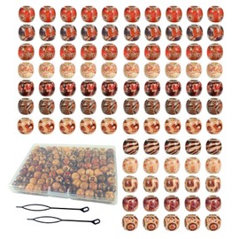 95 Pcs Wood Hair Beads for Braids and Dreadlocks, 12mm Painted Natural Wooden Beads for Loc Dreadlock Hair Accessories for Women