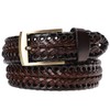 Earnda Men's Genuine Leather Braided Belt Buckle Fashion Woven Brown