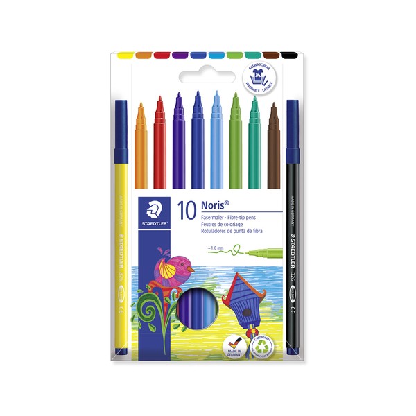 STAEDTLER 326 C10 Fibre-Tip Pen in Cardboard Pack - Assorted