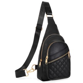 JASGOOD Sling Bag for Women Crossbody Leather Anti-theft Fanny Packs Chest Bag Sling Backpack for Fashion Travel,Black