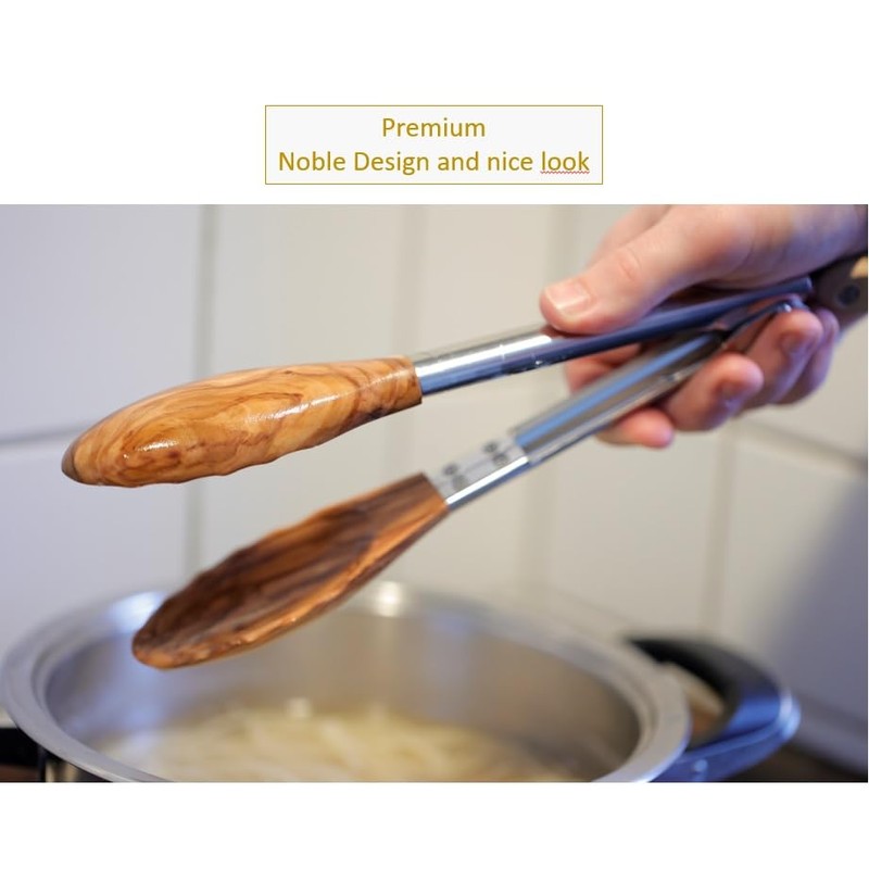Wooden Kitchen Tongs, 30 cm, Sustainable, for Cooking, Grilling and