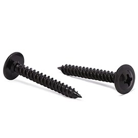 #8 x 1-1/4" Wood Screw 100Pcs Alloy Steel Standard Thread Truss Head Fast Self Tapping Black Oxide by SG TZH
