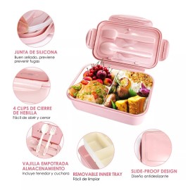 Aosihui Caja Fiambrera Kit 27pz Con 1400ml Loncheras Vajilla Y Bolsa