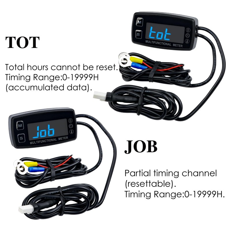 NInE-ROnG Digital Hour Meter Tachometer Temperature Meter Gauge Engine Maintenance