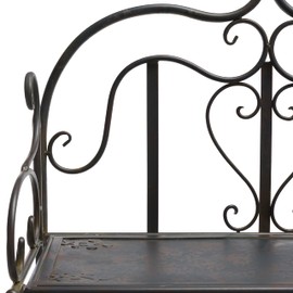 SAFAVIEH Outdoor Collection Tyrique Victorian Black Rust Wrought Iron 4-Tier Shelf Unit
