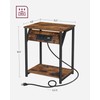 VASAGLE End Table with Charging Station, Small Side Table for