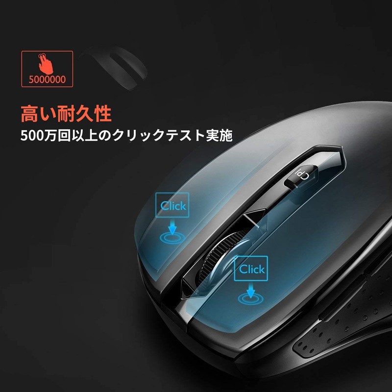 Qtuo 2.4G Wireless mouse, 5 DPI modes, 2400 DPI, high