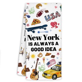 zukmvuh New York Souvenirs Gifts Kitchen Towels, I Love New York Souvenirs Gifts for Women Men Girls, Welcome to NY City Decor Waffle Weave Hand Dish Bath Towels for Bathroom 18x26 Inch