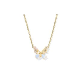 Kendra Scott Bianca Butterfly Short Pendant Necklace, 14K Gold-Plated Brass, Fashion Jewelry for Women, Iridescent White Mix