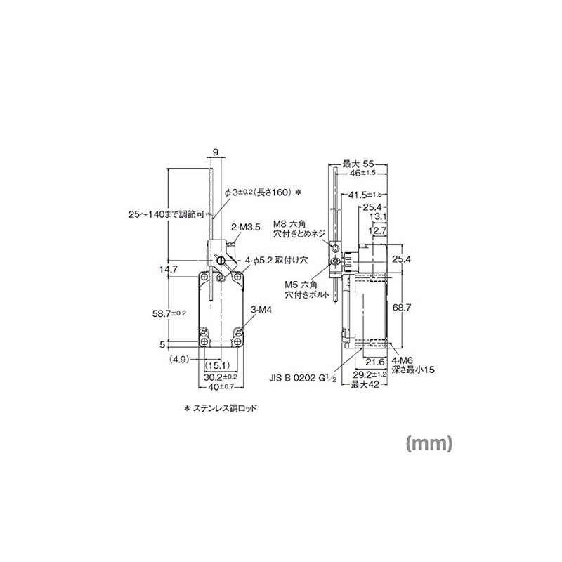 Omron WLCL-N Limit Switch, Adjustable rod lever