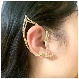 Inilbran Boho Fair Elf Cuff Earrings Vintage Cat Earrings Gold Hollow Cartilage Climbing Earrings Punk Statement Earrings Gothic Clip On Earrings Jewellery for Women and Girls (Right)