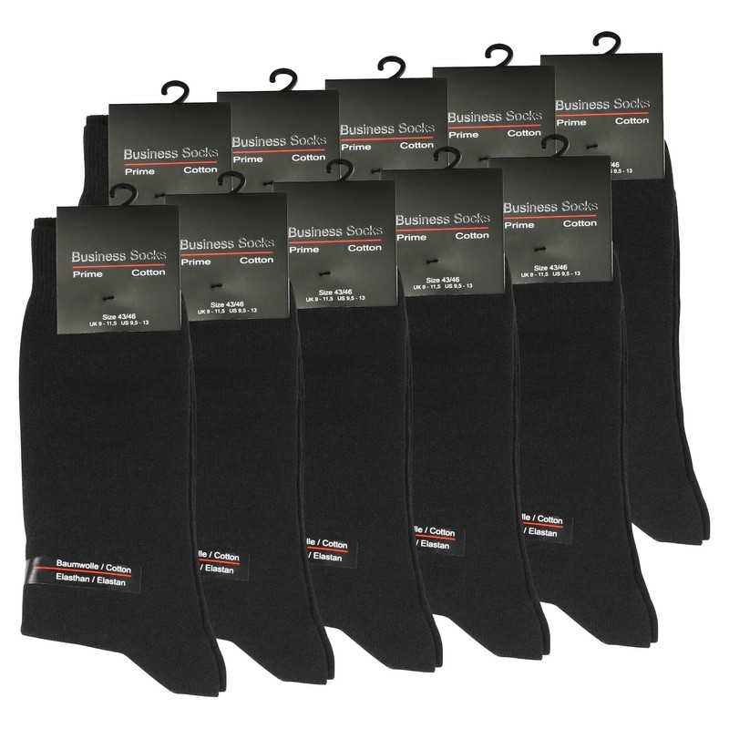 10 Pair Mens BUSINESS Plain Socks, Cotton rich, Original by