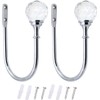 Westspark Crystal Curtain Holdbacks Silver, U Style Metal TieBacks for