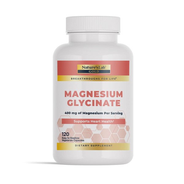 Nature’s Lab Gold Magnesium Glycinate 400mg - Supports Cardiovascular Health,