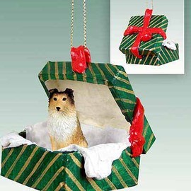 Shetland Sheepdog Gift Box Christmas Ornament Sable - Delightful!