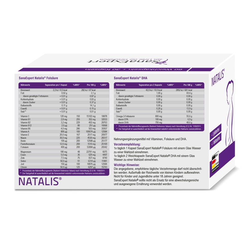 SanaExpert Natalis Vitamins for Pregnancy with 700 mcg DHA Omega-3