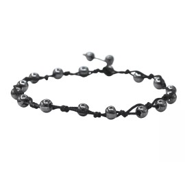 Amazing Gemstones Hematite Anklet (Hand Knotted) - 6mm Bead Anklet