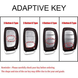 Funda para Llave de Coche Compatible con Hyundai IX35 I10 I20 I30 I40 Tucson Sonata Fe Creta Mistra Elantra Ioniq Venue Accesorios de Cuero y Aleación de Zinc, Funda Inteligente para Llave