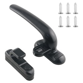 WHYHKJ Black Aluminum Alloy Door Window Locking Pulls Interior and Exterior Window Lock Handles Casement Window Lock, Left Handle