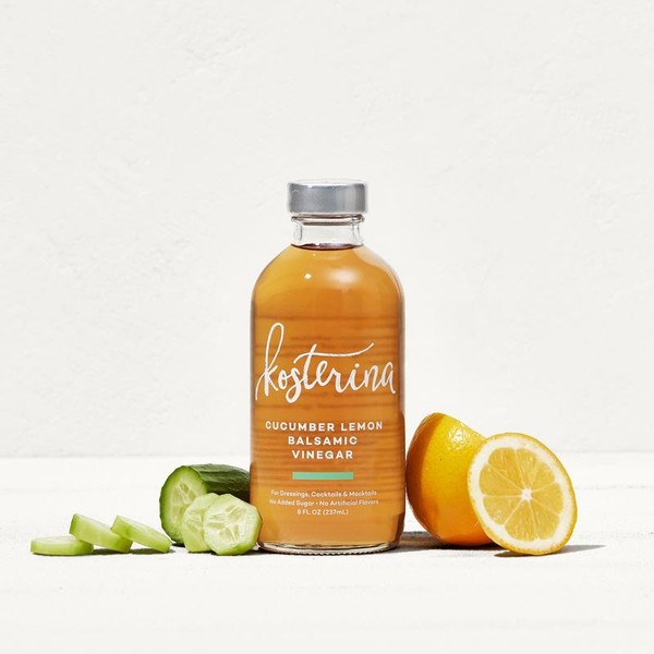 Kosterina Cucumber Lemon Balsamic Vinegar - 8oz Glass Bottle with