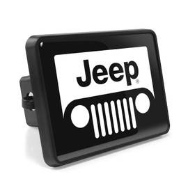 iPick Image for Jeep Grill UV Graphic Black ABS Plastic 2 inch Tow Hitch Cover