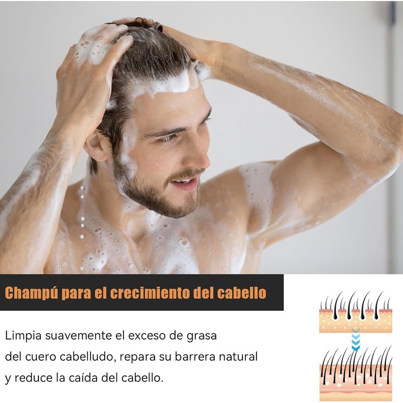 2PCS Champú Anticaída，Reduce la caída del cabello，tratamiento Reparador Capilar, Para