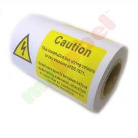 100x Wiring Colours to Two Versions of BS7671 Harmonisation Label Roll 75x50mm