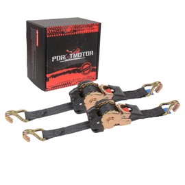 Porotmotor 2 Pack Retractable Ratchet Straps (1" x 6'), 1500LBS Break Strength Ratchet Tie Down Straps with Double J-Hooks Auto Retracting Ratchet Straps for Motorcycle, Trailers, Boats, ATVs, UTVs
